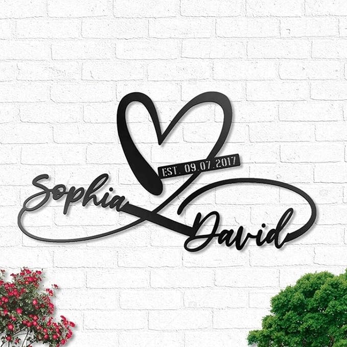 Custom Couples Metal Wall Art Infinity Sign, Personalized Couple Sign Valentines Day Decorations Wedding Gifts, Custom Couples Signs Bridal Shower Gifts Bedroom Decor for Couples