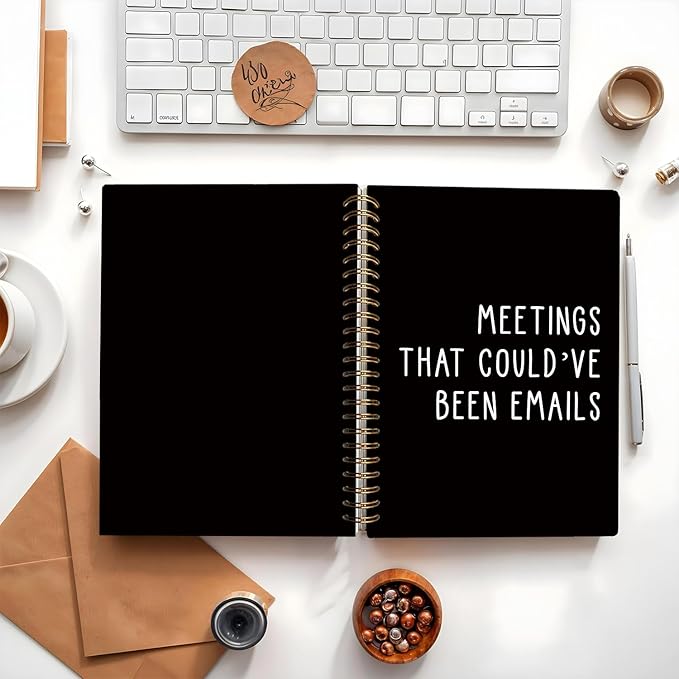 LIANGW Meeting Notebook - Meetings That Could've Been Emails Journal,Office Gift for Coworkers, Bosses, or Work From Home Professionals, Funny Work Spiral Notebook, 5.5x8.3 Inch