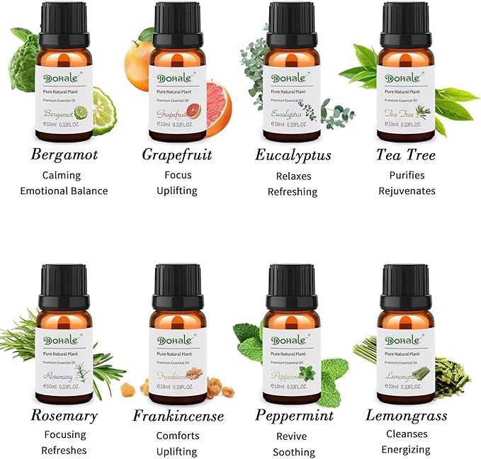 Dohale Essential Oils Set Acacia Wood Gift Box - Top 16 Relax, Stress Relief, Sweet Dreams, Energize, Aromatherapy Oils for Diffuser Hotel Scent Home Fragrance Candle Making 10ml