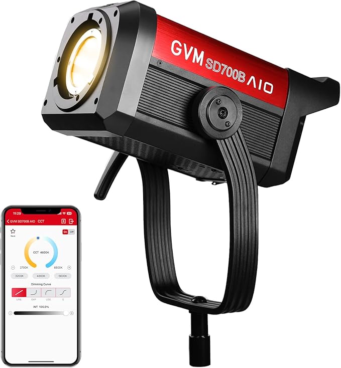 GVM 700W Spotlights LED Video Light,29100lux/1m(Bare Light),Photography Lighting Kit with APP Control, Continuous Lighting with Bowen Mount,CRI 97+, COB Lamp Beads,2700K-6800K