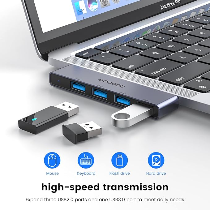 USB C to USB Hub 4 Ports,MOGOOD USB C to USB Hub Multiport Adapter,USB C Splitter with USB 3.0 Port,USB Type C Docking Station for MacBook Pro/Air2020/2019,Surface Pro and More
