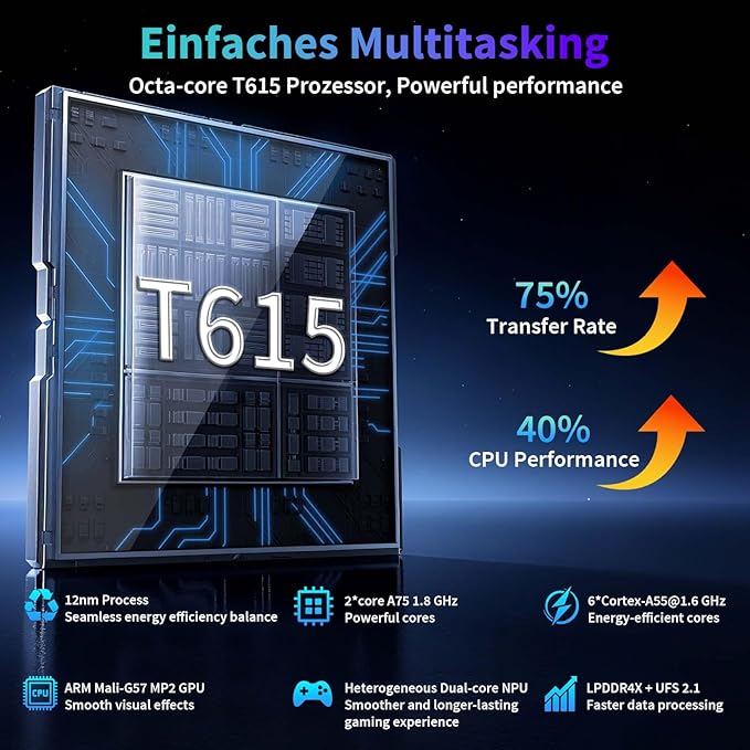 2026 Android 15 Tablet, 11 inch Tablet with Keyboard, 24GB+256GB+2TB Expand, Octa-Core, 8000mAh, Gemini AI Tablets PC with 5G/2.4G WiFi, BT5.0, GPS, 2 in 1 Tablets with Case, Mouse, Stylus(Black)