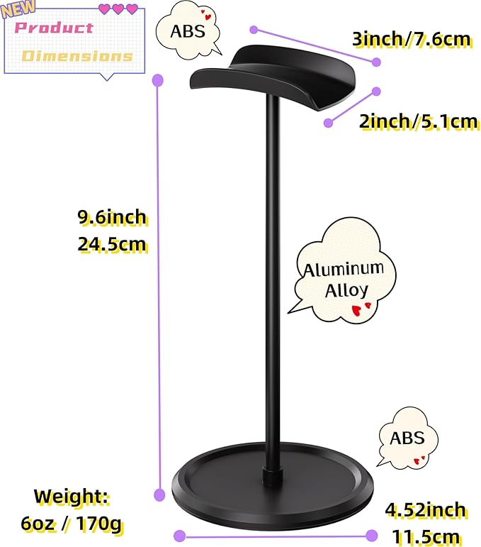NQQNQQ Headphone Stand【1PACK】 Headphone Holder with Storage Tray Compatible for Max Pro, Beats, Bose and Most Gaming Headphones. 【No Tools Required】 YO-2 (Black)
