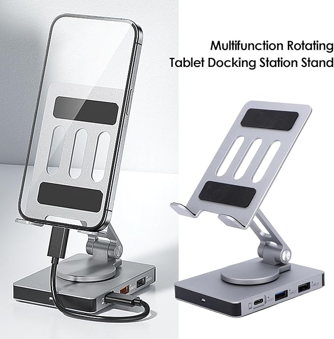 Zopsc Tablet Docking Station, 8 in 1 Type C Hub with 100W PD Fast Charge, 4K 60Hz Output, Memory Card Reader, Gigabit Ethernet, for Cellphone Tablet Laptop