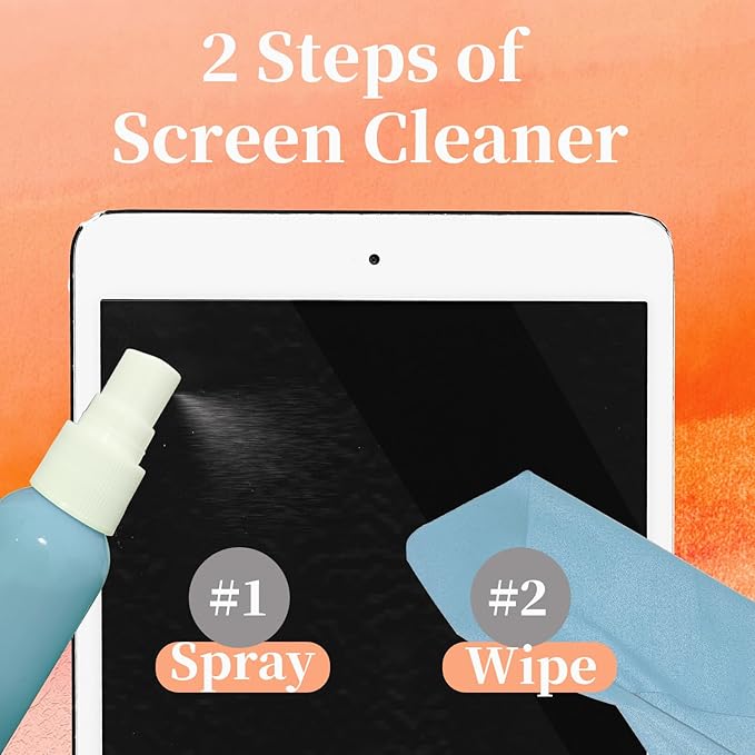 Hatstart 4-Pack Screen Cleaner Spray and 2 Pcs Microfiber Cloth Kit - for LCD, Laptop, PC, Macbook, iPhone, iPad, Computer Monitor, TV, Phone, Tablet, Touchscreen, Eyeglass Lens, and Car Display