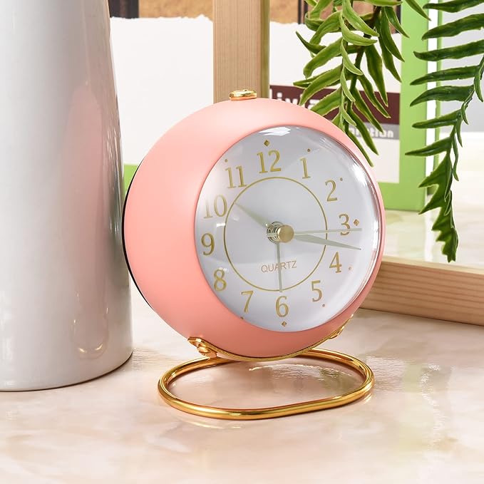Tetino Analog Alarm Clocks,Retro Backlight Cute Simple Design Small Desk Clock with Night Light,Silent Non-Ticking,Battery Powered,for Kids,Bedroom,Travel,Kitchen,Bedside Desktop. (Blue)