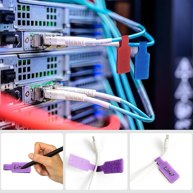 8 Pcs Cable Labels, 1.77x0.79 Inch Multicolored Handwriting Cable Tags for Organizing Wires and Identification, Reusable (8 Colors)