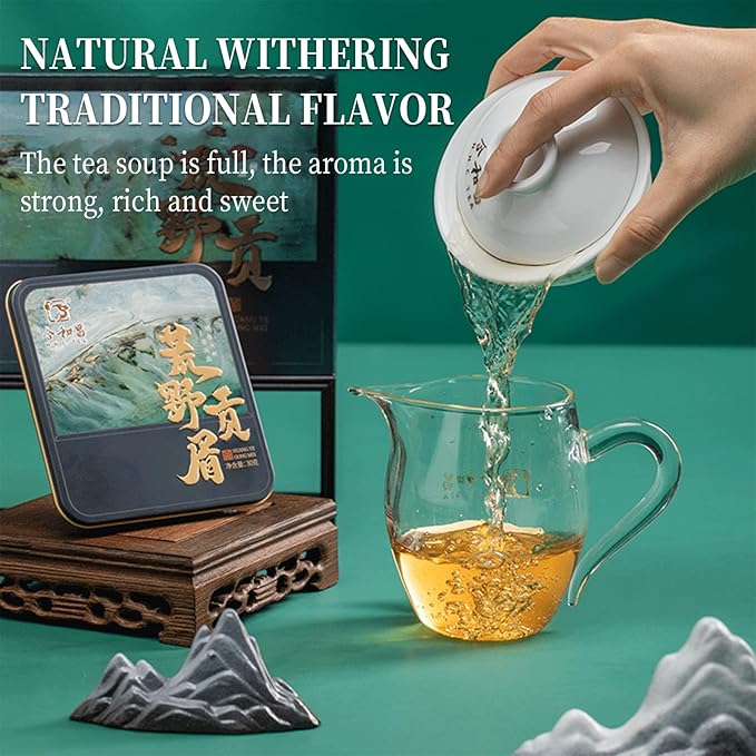 Organic White Tea Cake - White Organic Tea 6 Boxes Gift Set Cakes - 2023 Harvest Hand Picked, 6.34oz / 180g Chinese Fujian Ancient Gongmei Tree Premium Gifts for Home, Office,Camping Drinking