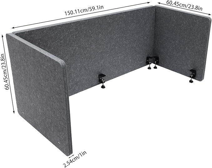 3 Pack Polyester Desk Dividers, Soundproof Room Divider Office Furniture Partitions Desk Panel with Clamps, Stand Up Freestanding Desk Privacy Panel for Office Classroom(59.1"x23.8"+23.8"x23.8")