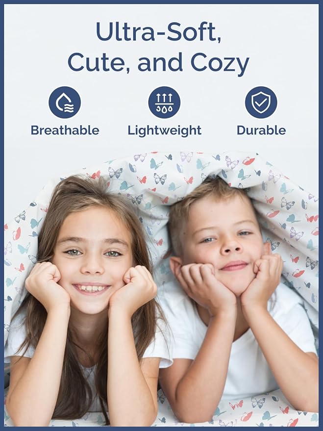 Kids Twin Size Butterfly Bed Sheets - 3 Piece Butterfly Sheet Set - Insect Themed Bedding - Soft, Cute & Cozy - Breathable & Machine Washable - Whimsical Bed Set for Boys, Girls, Teens and Toddlers