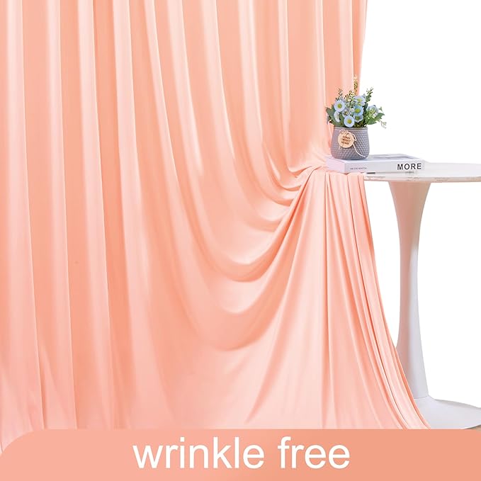 4 Panels Peach Backdrop Curtain for Parties Baby Shower Wrinkle Free Peach Photo Curtains Backdrop Drapes Fabric Decoration for Wedding Birthday Party 20ft(W) x 10ft(H)