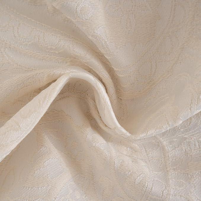 ENJOYBRIDAL Paisley 96 Inch Curtains for Bedroom Living Room Drapes Jacquard Semi Sheer Off White Long Window Curtain Panels Rod Pocket 2 Panels Set Boho Farmhouse Floral Cream Window Treatments