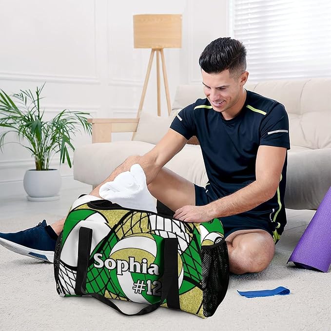 Custom Volleyball Duffel Bag with Name Personalized Travel Bags Sport Gym Bag Carry On Weekender Bags for Men Women