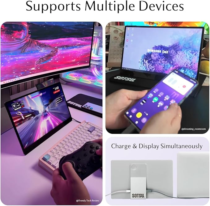 SOTSU FlipAction Go 14" Premium Portable Monitor SFA14PMMG | Robust but Lightweight | Tempered Glass Cover | 1080p | 400 Nits | 100% sRGB | 5W | Super Versatile | USB C or Mini HDMI