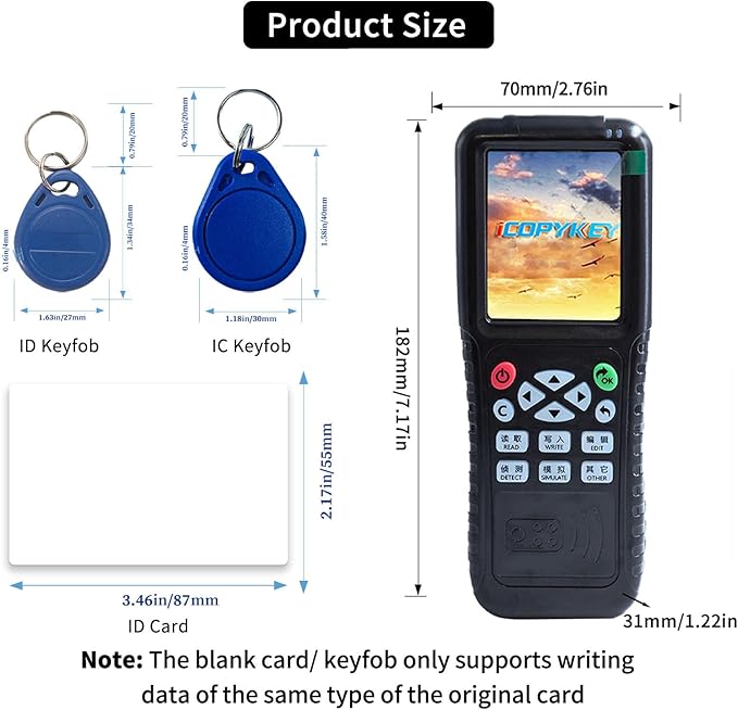 X100 RFID Reader Writer (RFID Copier Multi-Frequency Smart Card Reader ID IC Elevator Card RFID Writer for Access Control System with 125khz T5577 Key Fobs/Cards and 13.56mhz IC Key Tags)