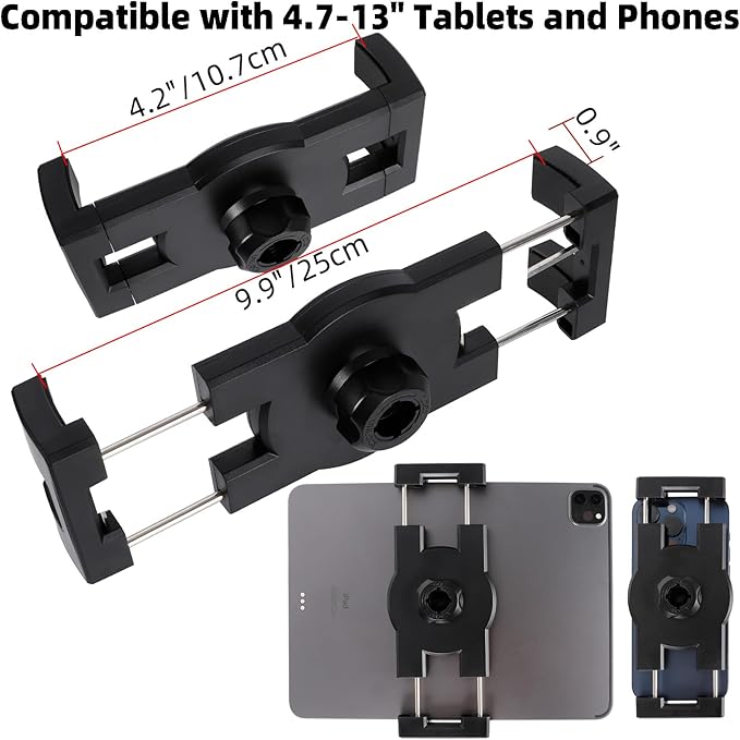 FPN Dashboard Mount Tablet Holder for Truck, Heavy Duty Drill Base with Aluminum Arm Tablet Mount for Car, Wall, Boat, Desk, Compatible with iPad Pro Air Mini, 4.7-12.9″ Tablets and Phones (PTM-27)