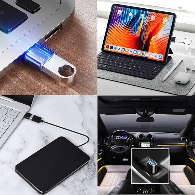 USB C Adapters 4 Pack, USB C to USB 3.0 OTG Adapter, Micro USB to USB C Adapter Compatible with MacBook Pro, Samsung Galaxy, Smartphones, Laptop, PC, in Car and More