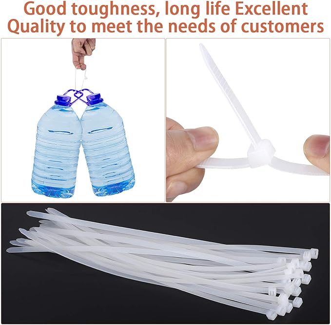Halsouy Cable Zip Ties Nylon Self-locking Wire Ties 50 Pack - White (32 Inch)