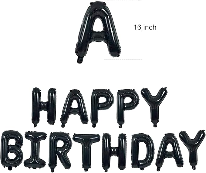 Happy Birthdays Banner Black - GREATRIL Party Decorations for Birthdays/Halloweens/Happy Birthdays Letters (Black)