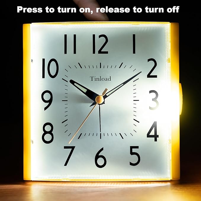 4.7" Vintage Retro Analog Alarm Clock, Super Silent Non Ticking Clock with Night Light, Snooze, Battery Operated, Simply Design, for Living Room, Bedroom, Bedside, Desk, Gift Clock