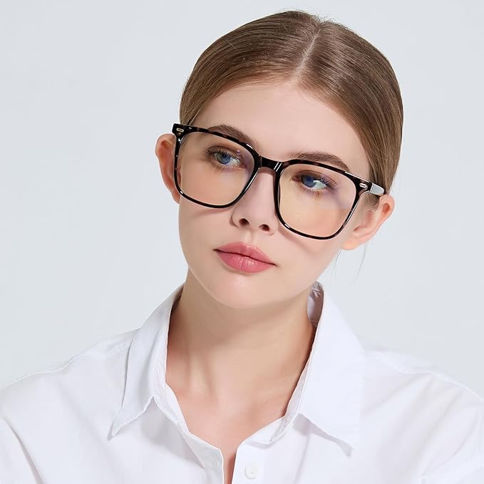 MACJERO Oversized Square Blue Light Blocking Glasses for Women Men, Anti-Fatigue Computer Monitor Gaming Glasses Reduce Eye Strain(Black Tortoise)