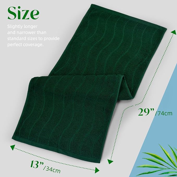 Jacquotha 4-Piece Hand Towels Set in Forest Green, Wavy Striped Jacquard Towels for Bathroom Kitchen Decor (13x29 Inches, 100% Cotton)