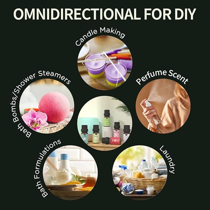 MISIJI Essential Oils Set- Essential Oils for Diffuser for Home,Diffuser Oils Scents for Aromatherapy,Laundry,Candle&Soap Making,Humidifiers 6 X 10 ML