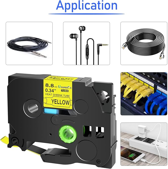 3 Pack Compatible for Brother Ptouch HSe-621 HSe621 HS-621 HS621 Black on Yellow 8.8mm 0.34'' Heat Shrink Tubing Label Tape for Wire Cable use in PT-E300 E500 E550W P750WVP