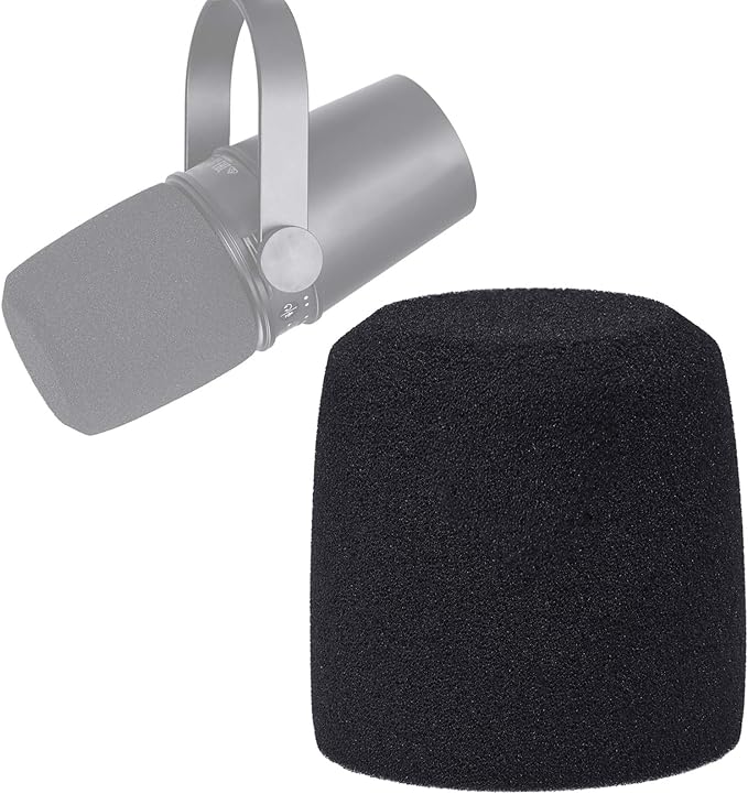 SUNMON Shure MV7 Pop Filter Foam Cover - Professional Mic Windscreen Wind Cover Compatible with Shure MV7 Podcast Microphone to Minimise Plosives