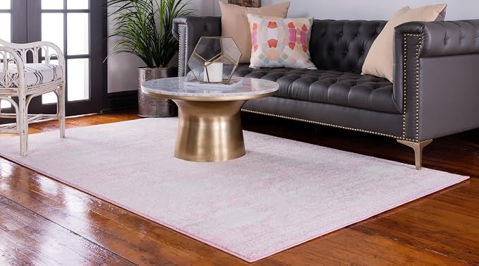 Unique Loom Bromley Collection Area Rug - Wells (9' x 12' 2" Rectangle Pink/Ivory)