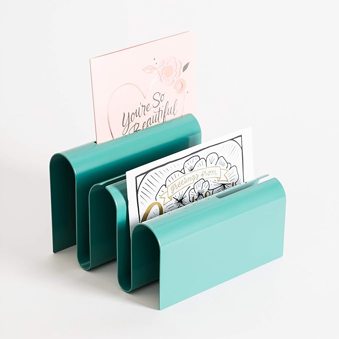 U Brands Metal Desk Organization Kit, Arc Collection, Cup, Tape Dispenser and Letter Sorter Included, Green (3605A00-01)