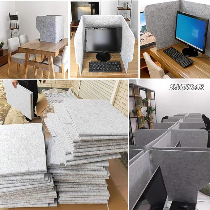 Desk Partition, Sound Absorbing and Noise Reducing Desktop Partition, 60 Cm Privacy Panel, Desk Divider, Polyester Fiber Soundproof Screen