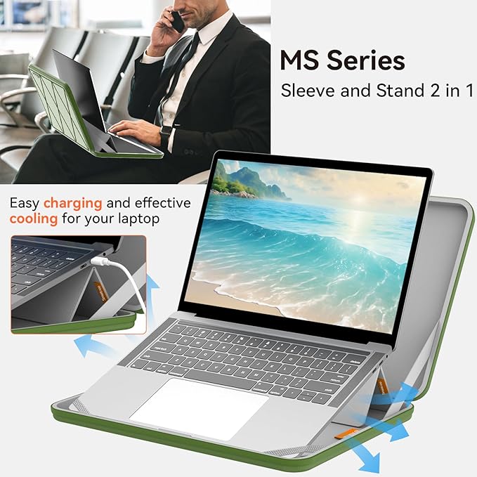 Smatree MS67 Hard EVA Protective Sleeve Case with Stand Compatible for 14.5 inch Acer Nitro V 14, Green