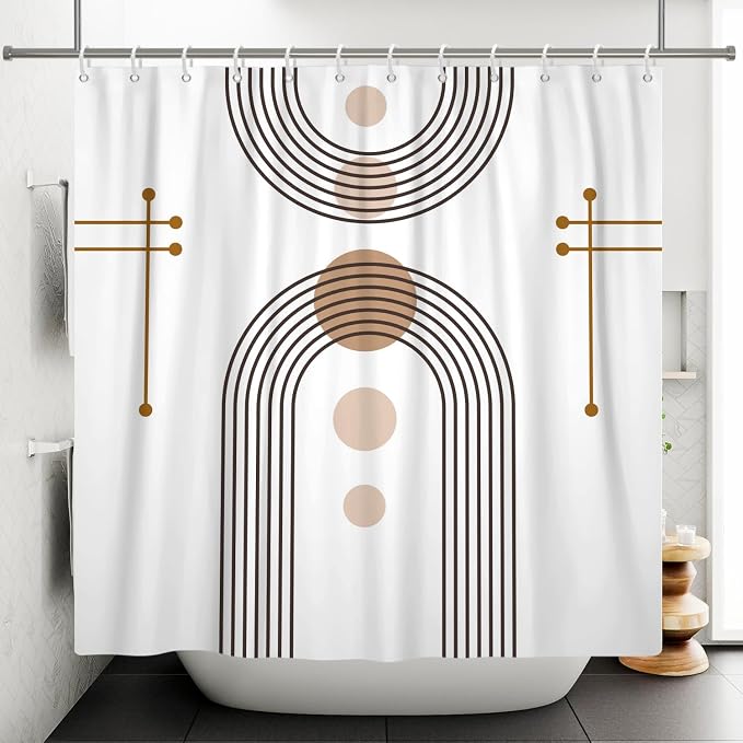 Mid Century Boho Shower Curtain Abstract Arch Sun Rainbow Modern Minimalist Geometric Aesthetic Shower Curtains for Polyester Fabric Bathroom Decorations 72x84 inch