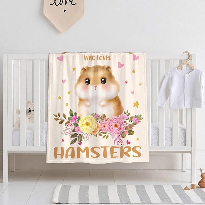 Just A Girl Who Loves Hamsters Blanket Lightweight Cozy Flannel Fleece Throw Blanket Best Gift Home Decor for Bed Couch Outdoor Camping 120"x90" King for Family