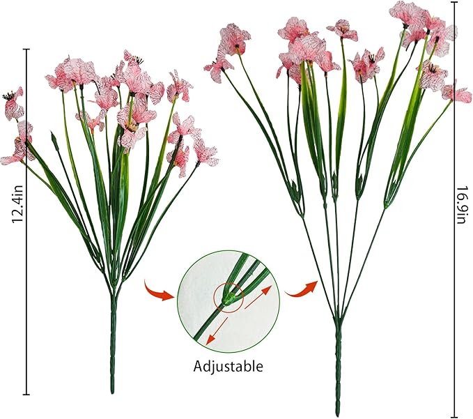 Uieke 72 Bundles Artificial Flowers for Outdoors UV Resistant Fake Silk Flowers No Fade Greenery Shrubs Plants for Outside Planter Home Garden Porch Window Box Spring Summer Décor (Pink)