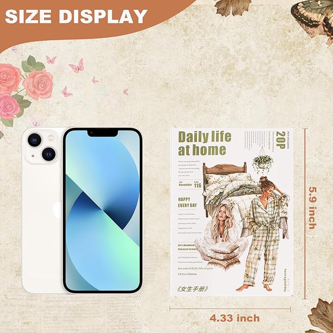 Auguro Scrapbooking Sticker 20 Sheets 120 Pre-Cut PET Daily Life at Home Girls People Stickers Books for journaling Scrapbook Supplies Transparent Stickers for journaling