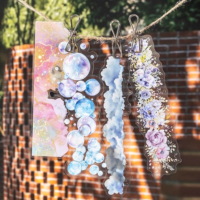 AuriicLeaf PET Scrapbook Stickers Set, 120PCS Journaling Supplies with 6 Themes Book Wall Ocean City Tree Bubble Decorative Stickers for DIY Crafts and Planners