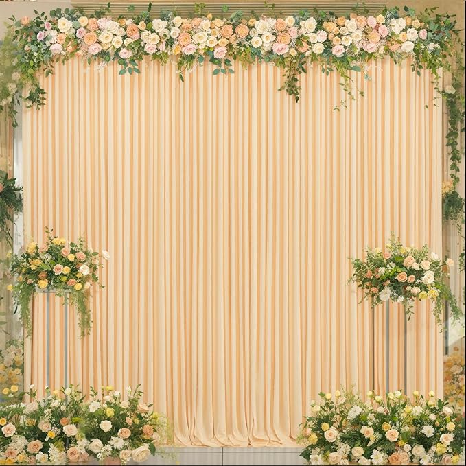 Dark Champagne Backdrop Curtain for Parties Wedding Baby Shower Wrinkle Free Photo Curtains Backdrop Drapes Fabric Decoration for Bridal Shower 5ft x 7ft,2 Panels
