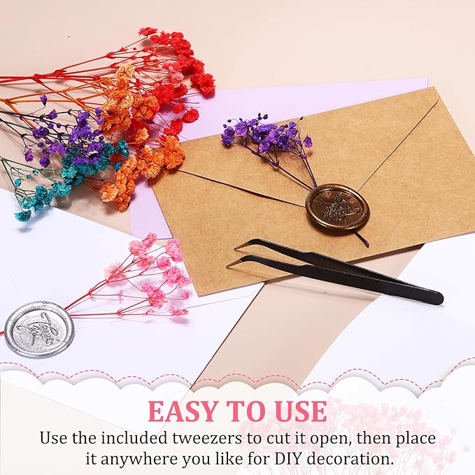 PATIKIL Mini Dried Gypsophila Flower Kit, 30Pcs 4 Inch Pink Natural Pressed Floral Bundles with Tweezer for DIY Resin Crafts Gift Wedding Christmas Card Decor Flower Bouquets