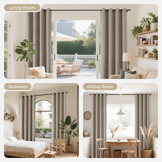 Joydeco Modern Linen Blackout Curtains, 100"W x 120"L, 1 Panel for Bedroom & Living Room, Thermal Insulated, Grommet Top