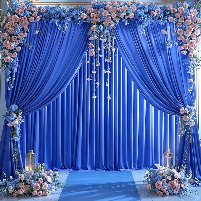 4 Panels Royal Blue Backdrop Curtain for Parties Wrinkle Free Blue Photo Curtains Backdrop Drapes Fabric Decoration for Wedding Birthday Party Baby Shower 20ft(W) x 10ft(H)