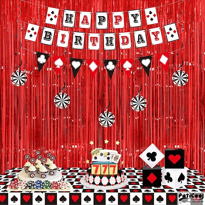 Thicken Red Streamers 4 Pack 3.2 x 8.2 FT, Red Tinsel Backdrop Curtains, Foil Fringe Backdrop for Birthday, Casino, Carnival, Christmas, Cherry, Hollywood Red Carpet Party Decorations