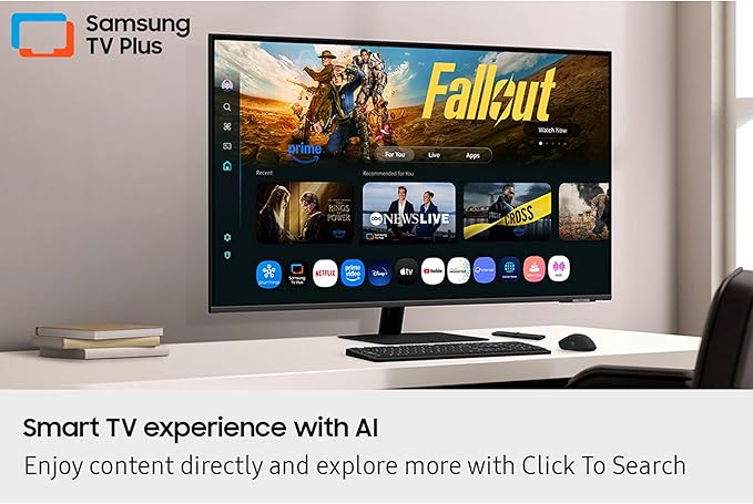 Samsung 43” Smart Monitor M7 (M70F) 4K UHD Display, Samsung Vision AI, Smart TV Apps, Gaming Hub, USB-C, HDMI and USB-A, Black, LS43FM702UNXZA, 2025