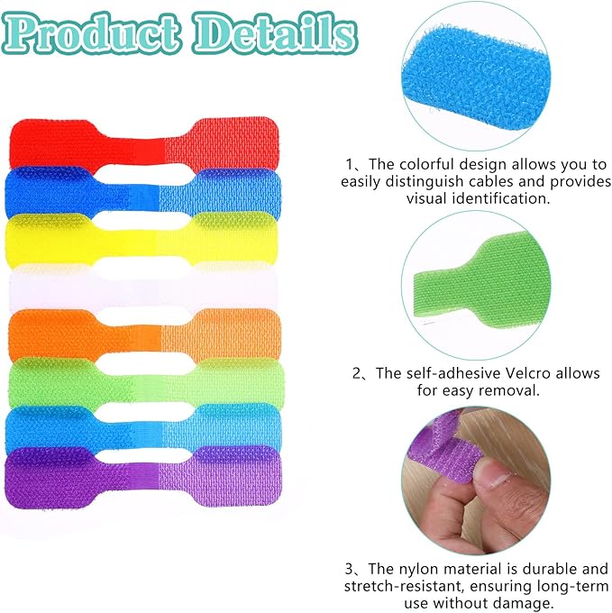 48 Pcs Multi-Color Cable Labels, Write On Cord Labels Wire Tags Reusable Cord Identification Tags for Electronics and Computer Cable Management 8 Colors
