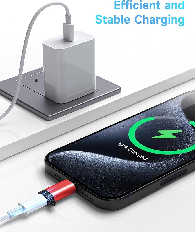 Lightning to USB C Adapter 4 Pack - Fast Charging & Data Transfer USB Type C to Lightning Charger Connector Compatible with iPhone 15/16/17 Pro Max/Plus, Samsung, Pixel - (Not for Audio/OTG)-Red