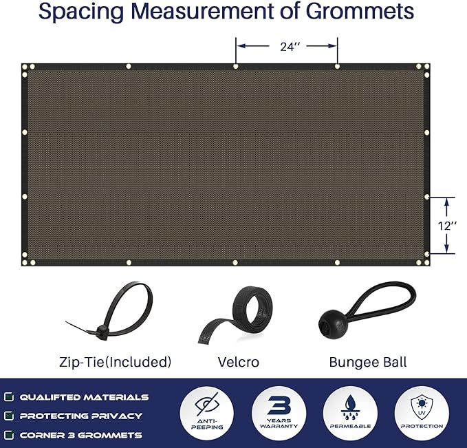Windscreen4less Privacy Fence Screen Heavy Duty Windscreen Fencing Mesh Fabric Shade Net Cover with Brass Grommtes for Outdoor Wall Garden Yard Pool Deck, 6'x100' Brown