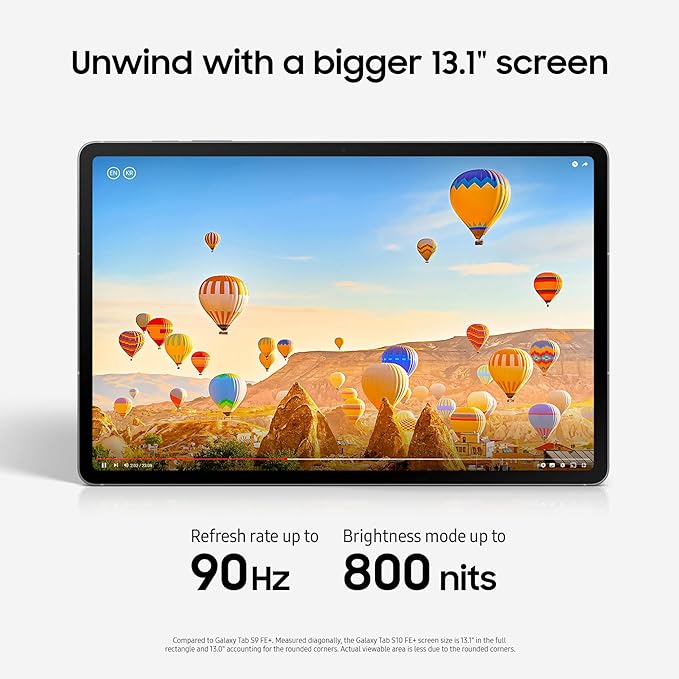 SAMSUNG Galaxy Tab S10 FE+ 13.1” 256GB WiFi Android Tablet, Large Display, Long Battery Life, Exynos 1580 Processor, IP68, Water-Resistant, 90 Hz Refresh, S Pen for Note-Taking, US Version, Silver