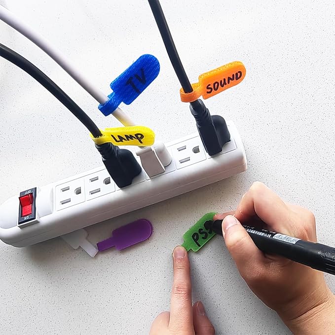 Cable Labels, Write On Cord Labels, Wire Labels, Cable Tags and Wire Tags for Cable Management and Identification(Medium / 16 Pcs/Multicolor)