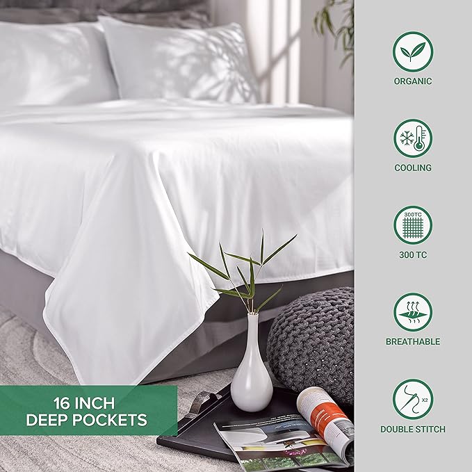 Pure Bamboo King Sheets, Genuine 100% Organic Viscose Derived from Bamboo Bed Sheet Set, Luxuriously Soft & Cooling, Double Stitching, 2 Year Quality Promise (King, Purple)